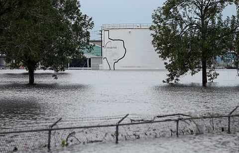 The Arkema Inc. chemical plant is flooded from Tropical Storm Harvey, Wednesday, Aug. 30, 2017, in Crosby, Texas. The plant, about 25 miles (40.23 kilometers) northeast of Houston, lost power and its backup generators amid Harvey’s dayslong deluge, leavin