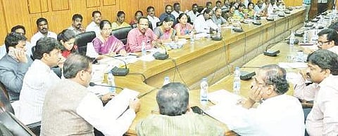 District collector P S Pradyumna reviewing the security arrangments ahead of President’s visit, in Tirupati on Wednesday | Express