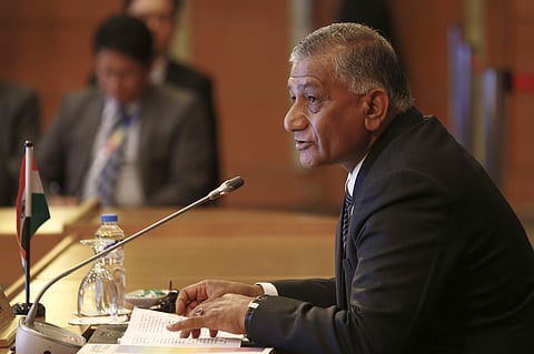 India's minister of State for External Affairs V K Singh, addresses representatives of other ASEAN foreign ministers (AP)