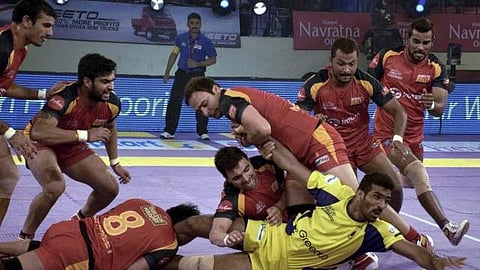 Dharmaraj Cheralathan in action againt Bengaluru Bulls | PTI file photo