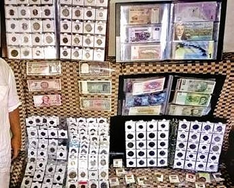 Mahaveer’s coin collection at his Mysuru residence