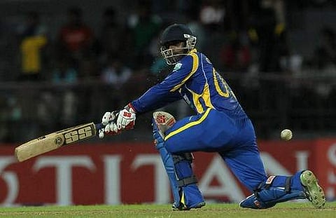 Sri Lankan cricketer Chamara Silva plays a shot during the fifth and final One Day International (ODI) match between Sri Lanka and Australia at The R. Premadasa International Cricket Stadium in Colombo on August 22, 2011. | AFP