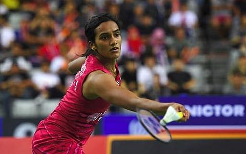 India's Pusarla V. Sindhu returns a shot against Japan's Nozomi Okuhara during the women's singles final match at the Korea Open Badminton Superseries in Seoul on September 17, 2017. | AFP