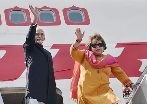 Vice President Hamid Ansari with his wife Salma Ansari. (PTI Photo)