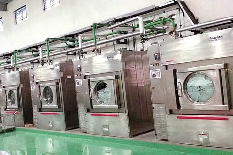 Shot of the washing machines at the first mechanised laundry of Railways in Bengaluru which will wash upto 10,000 tonnes of linen per day