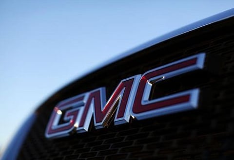 A General Motors logo is seen on a vehicle for sale at the GM dealership in California. (File photo | Reuters)