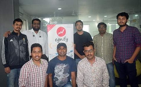 Egnify Founder Kiran Babu (in white shirt) along with the teamHYDERABAD:
