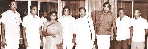 Sivaji Ganesan with founders of the hotel