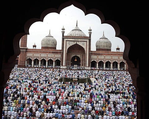 Muslims gather at Jama Masjid in Delhi to offer Eid-al-Adha prayers . (EPS | Shekhar Yadav)
