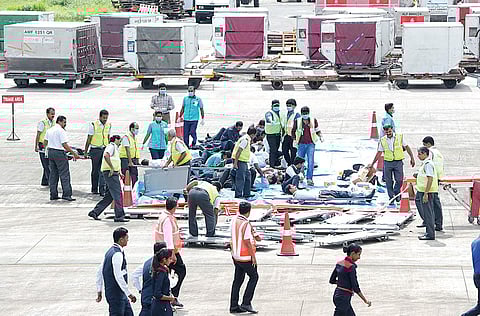 The mock drill conducted at the Cochin International Airport at Nedumbassery on Wednesday | Express