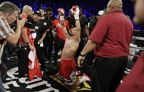 In this June 17, 2017, file photo, Andre Ward celebrates after defeating Sergey Kovalev during a light heavyweight championship boxing match in Las Vegas. | AP