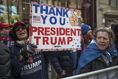 Supporters of President Donald Trump rally in New York on March 4, 2017. (Photo | AP)