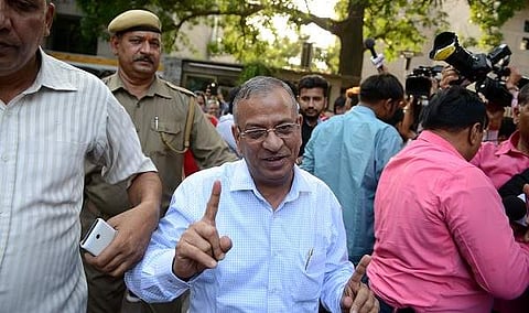 BHU Vice Chancellor Girish Chandra Tripathi talks to the media after a meeting at IIC in New Delhi on September 26. (Photo | EPS/Shekhar Yadav)