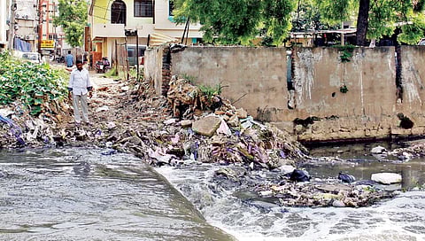 Sewage flows out from an open drain at Vinayak Nagar;