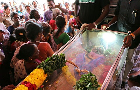 Anitha S being given her last rituals. (Express Photo)