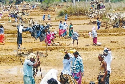 NREGA work in progress in Srikakulam even though many of the workers haven’t got their wages for the last few months | Express