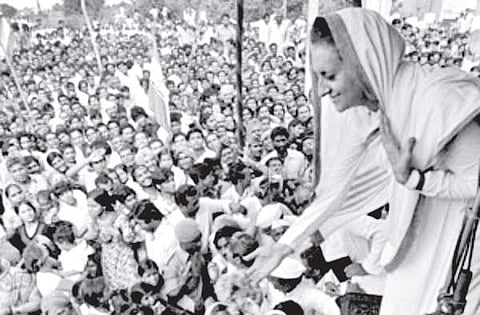 Late Indira Gandhi at a rally when she was Prime Minister
