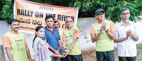 DCP Kranti Rana Tata taking part in ‘Rally on the River’ organised by AWARA at V’wada on Sunday | p ravindra babu