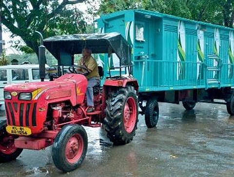 New mobile toilets which will be deployed in various parts of the city. (Below) The toilet consoles Manu R Mavelil