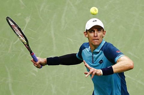 Kevin Anderson, of South Africa, returns a shot from Pablo Carreno Busta, of Spain, during the semifinals of the U.S. Open tennis tournament. | AP