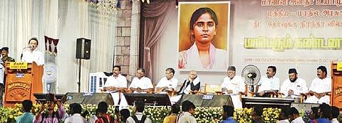 DMK working president M K Stalin addressing a public meeting against NEET in Tiruchy on Friday | M K Ashok Kumar