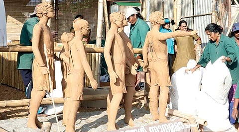 The blind models installed at the entrance of the Youth Festival’s main venue | Arun Angela