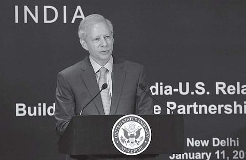 US Ambassador to India Kenneth Juster speaks about the inaugural policy on US-India relations in New Delhi on Thursday | PTI