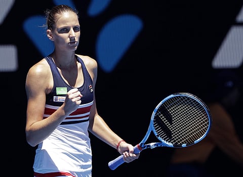 Karolina Pliskova of the Czech Republic celebrates win over Paraguay's Veronica Cepede Royg during their first round match at the Australian Open | AP