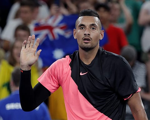 Australia's Nick Kyrgios celebrates win over Serbia's Viktor Troicki