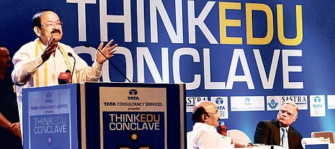 Vice President M Venkaiah Naidu speaks at the inauguration of the ThinkEdu Conclave in the city on Wednesday | P Jawahar