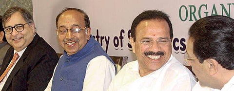 Vijay Goel, D V Sadananda Gowda, MR Seetharam at the 25th Conference of Central and State Statistical Organisations in Bengaluru on Thursday | S Manjunath