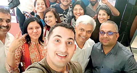 Danish Sait clicks selfie with the audience