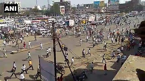 Violence marked an event held to commemorate 200 years of the Bhima Koregaon battle in Pune yesterday. (Photo | ANI Twitter)