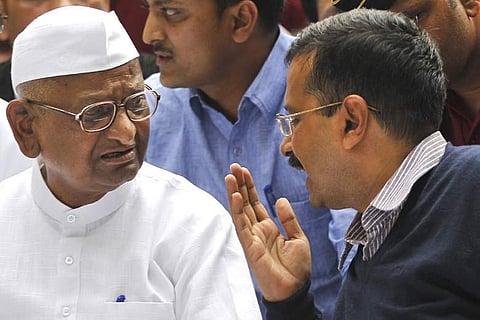 Social activist Anna Hazare and Delhi Chief Minister Arvind Kejriwal (File | AP)