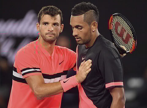 Grigor Dimitrov (L) and Nick Kyrgios after their match | AP