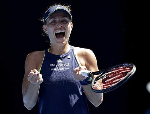 Germany's Angelique Kerber celebrates after defeating Taiwan's Hsieh Su-wei in their fourth round match at the Australian Open tennis championships in Melbourne | Photo: AP