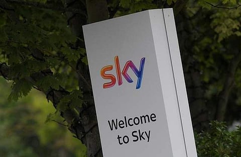 The Sky logo is seen outside of an entrance to offices and studios in west London, Britain June 29, 2017. (Reuters)