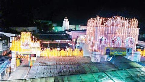 The Suryanarayana Swamy temple at Arasavalli decked-up on the eve of Ratha Saptami festival on Tuesday | Express