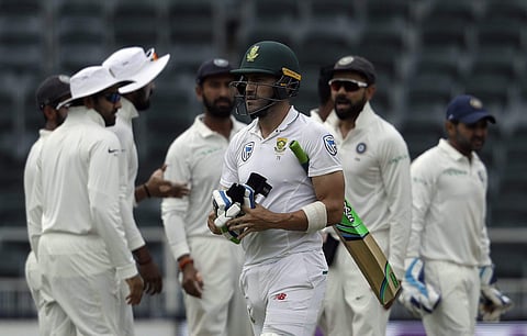 The dismissal of de Villiers brought in du Plessis, who started well by cracking Jasprit Bumrah for a boundary before the same bowler came back to clip his off-stump as the Proteas tottered at 107/5. | AP