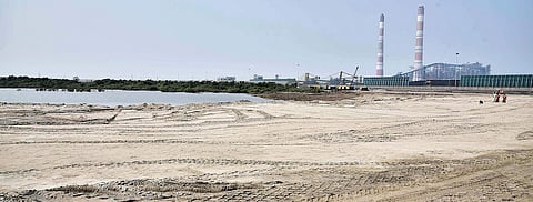 New ash pond being constructed by the National Thermal Power Corporation near Ennore Creak in Chennai | P Jawahar