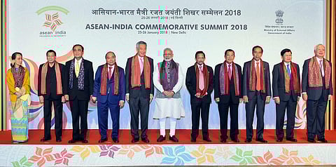 Prime Minister Narendra Modi with the ASEAN Heads of State / Governments and ASEAN Secretary General at the ASEAN India Commemorative Summit in New Delhi on Thursday. | PTI