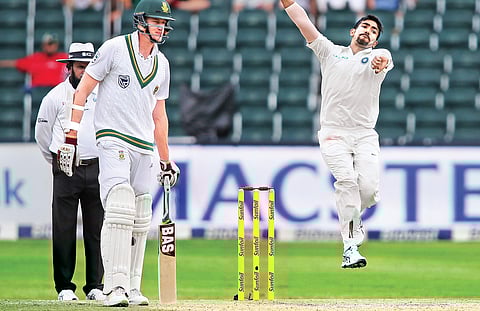 India pacer Jasprit Bumrah gets ready to let one rip during the second day of their third Test against South Africa, at the Wanderers Stadium in Johannesburg on Thursday. The speedster ended the day with a maiden fifer | BCCI