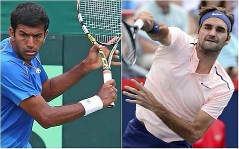 Indian tennis star Rohan Bopanna and 19-time Grand Slam champion Roger Federer (File | Agencies)