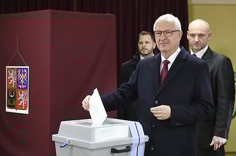 Czech Republic's presidential candidate Jiri Drahos casts his vote during second round of presidential elections in Prague | AP