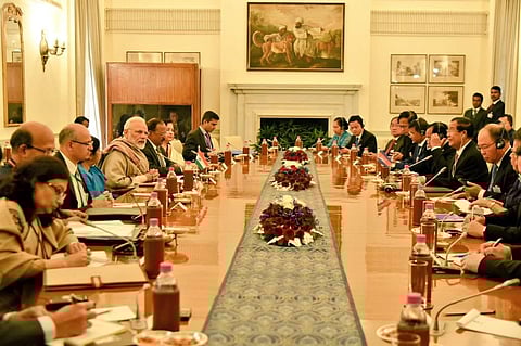 Four pacts were signed after comprehensive talks between Prime Minister Narendra Modi and his Cambodian counterpart Samdech Hun Sen. (Twitter Photo: @MEAIndia)