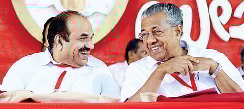 CPM state secretary Kodiyeri Balakrishnan and CM Pinarayi Vijayan at the party’s Kannur district conference | Prasoon kiran