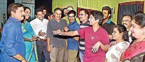 Crew members during rehearsals Martin Louis