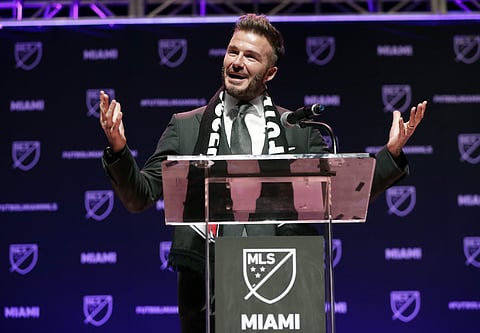 David Beckham speaks at an event where it was announced that Major League Soccer is bringing an expansion team to Miami, Monday, Jan. 29, 2018, in Miami. | AP