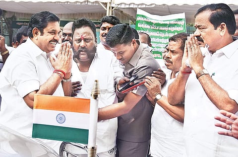 CM Edappadi K Palaniswami arriving for the MLA meeting at party headquarters in Royapettah on Wednesday | ASHWIN PRASATH