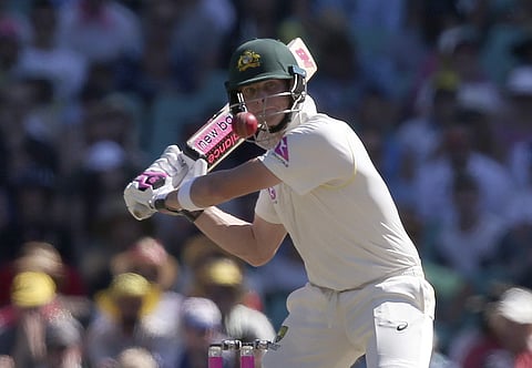 Australia's Steve Smith plays at a high ball during the second day of their Ashes cricket test match against England in Sydney, Friday, Jan. 5, 2018. | AP